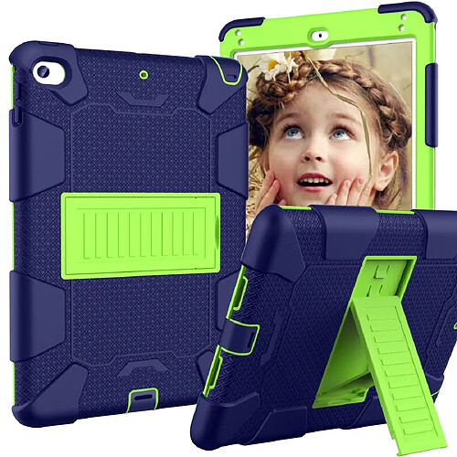 Wewoo Housse Étui Coque de protection en silicone bicolore antichoc pour iPad Mini 2019 & 4avec support bleu marine + jaune-vert