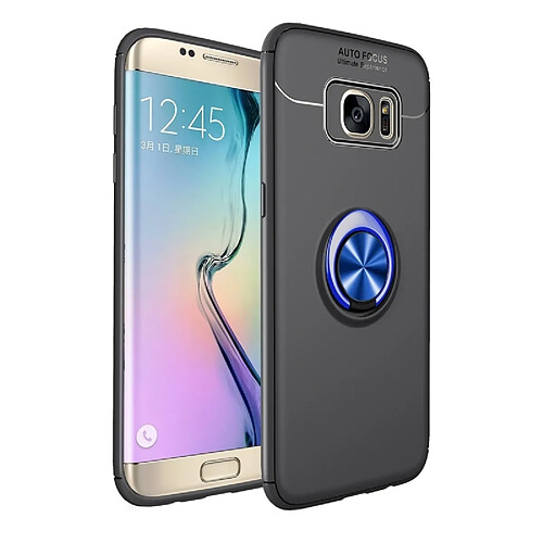 Wewoo Coque Housse TPU antichoc pour Galaxy S7 Edge, avec support (Noir Bleu)