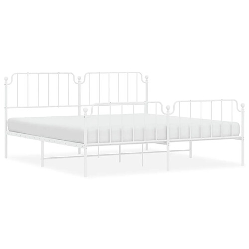 Maison Chic Cadre/structure de lit métal et tête de lit + pied de lit pour adulte - Lit Moderne Chambre blanc 193x203cm -MN30693