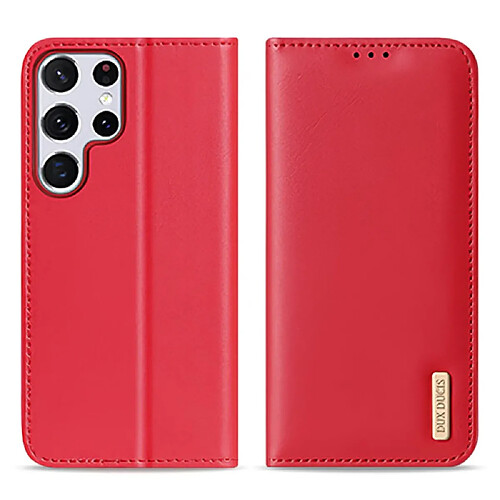 Etui en PU DUX DUCIS Fonction de blocage RFID rouge pour votre Samsung Galaxy S22 Ultra