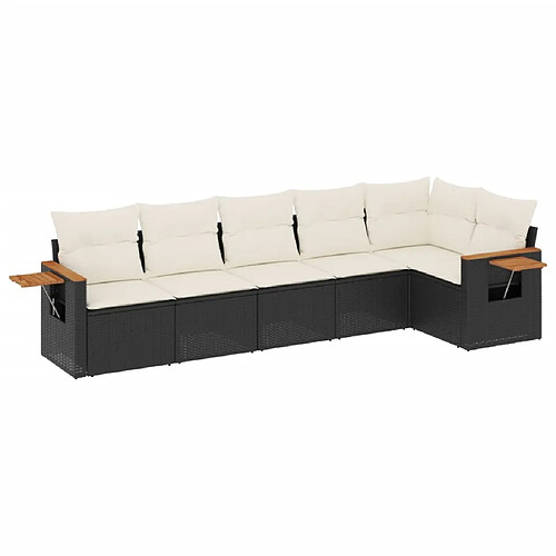 Maison Chic Ensemble Tables et chaises d'extérieur 6pcs avec coussins,Salon de jardin noir résine tressée -GKD435443