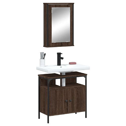 vidaXL Ensemble de meubles de salle de bain 2 pcs Chêne marron