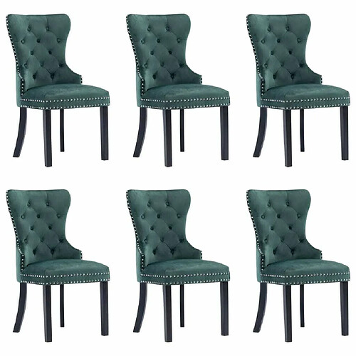 Maison Chic Lot de 6 Chaises à manger,Chaise pour cuisine vert foncé velours -MN51352