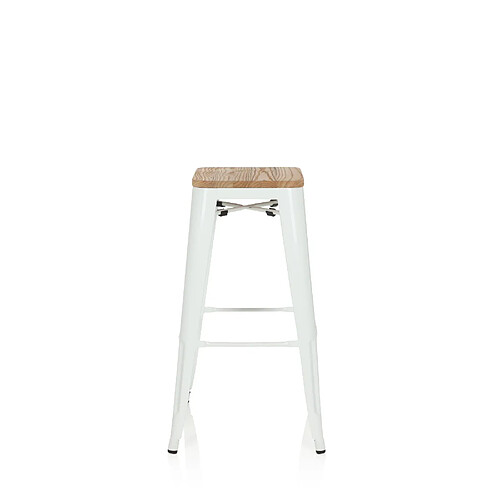 Tabouret de bar VANTAGGIO HIGH W Métal blanc / Assise bois clair hjh OFFICE