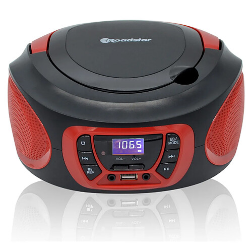 Radio CD Portable Numerique FM PLL, Lecteur CD, CD-R, CD-RW, MP3, USB, Stereo, , Noir/Rouge, Roadstar, CDR-365U/RD