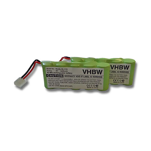 Lot de 2 batteries Ni-MH vhbw 3000mAh (6V) pour outil Bosch Roll-Lift Rollfix Somfy comme 9 500 005, 9000163, FD252/10, 8781105908, 710055, 8787335119