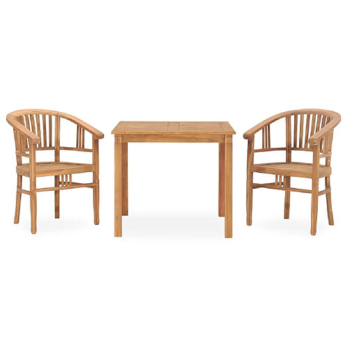 Salle à manger de jardin 3 pcs,Table et chaise à dîner Bois de teck solide -MN44110