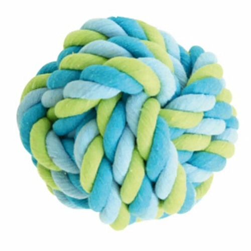 Paris Prix Jouet pour Chien Balle Corde 15cm Bleu & Vert