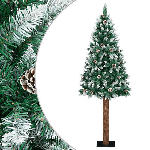 vidaXL Sapin de Noël mince bois véritable et neige blanche vert 180 cm