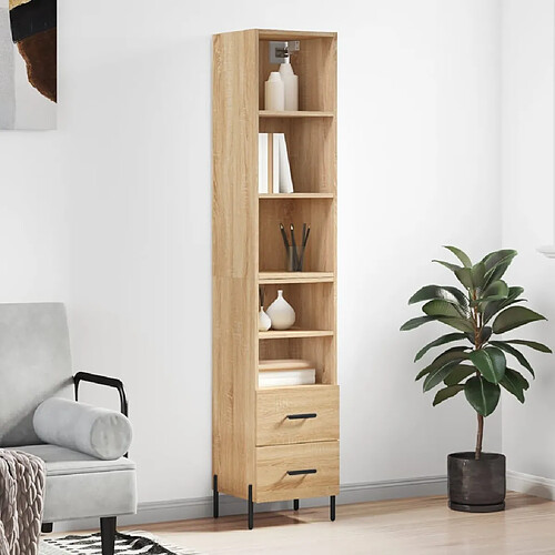 vidaXL Buffet haut Chêne sonoma 34,5x34x180 cm Bois d'ingénierie