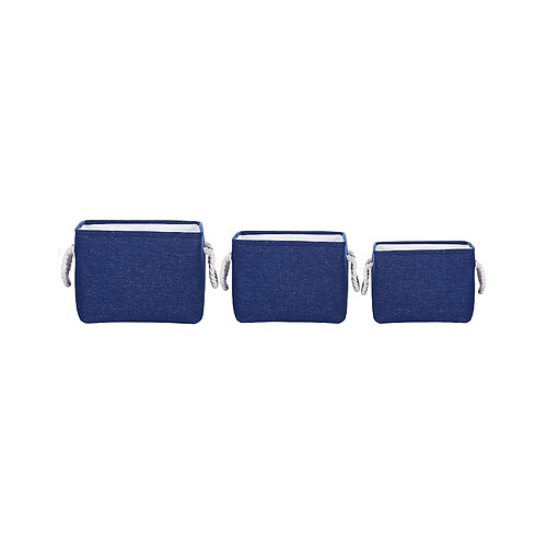 Beliani Lot de 3 paniers en tissu polyester bleu marine DARQAB