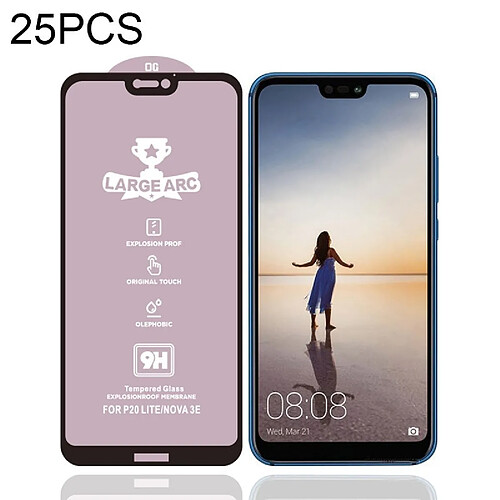 Wewoo Film de verre trempé Pour Huawei P20 Lite 25 PCS 9H HD de plein écran à haute alumine