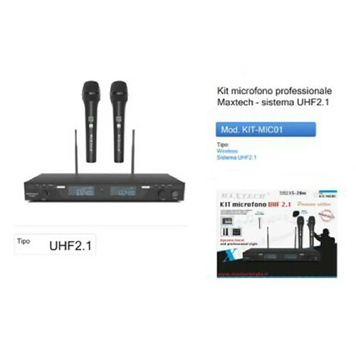 Tradex MICROPHONE SANS FIL 2 CANAUX RÉCEPTEUR UHF AFFICHAGE DIGITAL MAXTECH KIT-MIC01