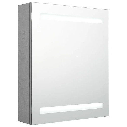 Maison Chic Armoire de salle de bain,Meuble de rangement,Meuble haut à miroir LED Gris béton 50x14x60 cm -GKD376897