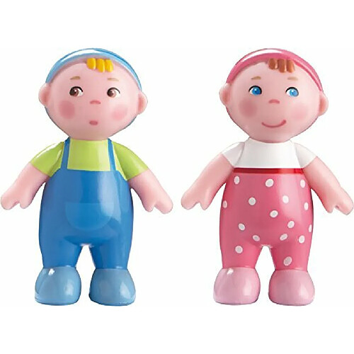 HABA Little Friends Babies Marie & Max - Figurines de maison de poupAe jumelles de 6,3 cm (ensemble de 2 piAces)