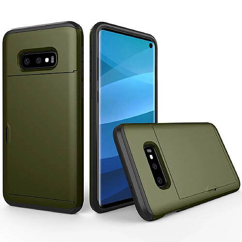 Wewoo Coque Renforcée Housse de protection blindée antichoc pour Galaxy S10e avec fente carte vert armée