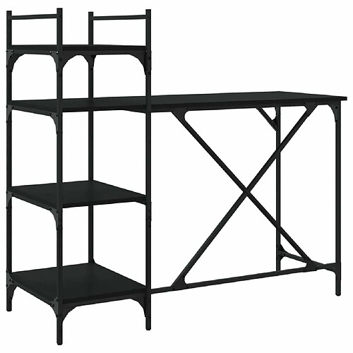 Maison Chic Bureau d'ordinateur solide,Table de travail avec étagères noir 120x47x109 cm -GKD41812