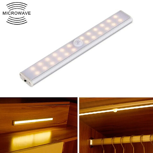 Wewoo 2W 24 LED blanc chaud écran large intelligent de capteur de corps humain de la lumière du Cabinet de couloir version de charge USB