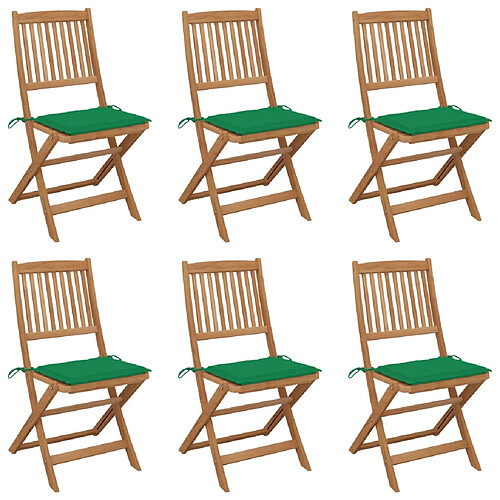 vidaXL Chaises pliables de jardin lot de 6 avec coussins Bois d'acacia