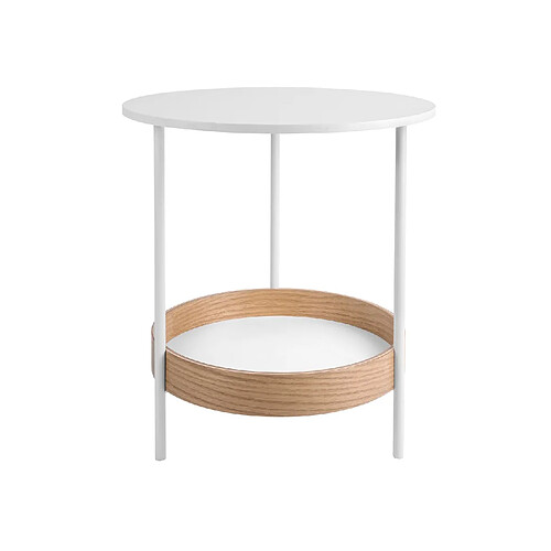 LEITMOTIV Table d'appoint ronde design Dual - Diam. 48 x H. 51 cm - Blanc