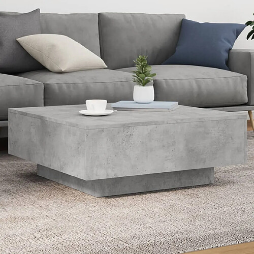 vidaXL Table basse gris béton 80x80x31 cm bois d'ingénierie