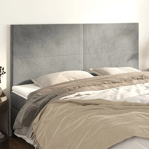 vidaXL Têtes de lit 4 pcs Gris clair 100x5x78/88 cm Velours