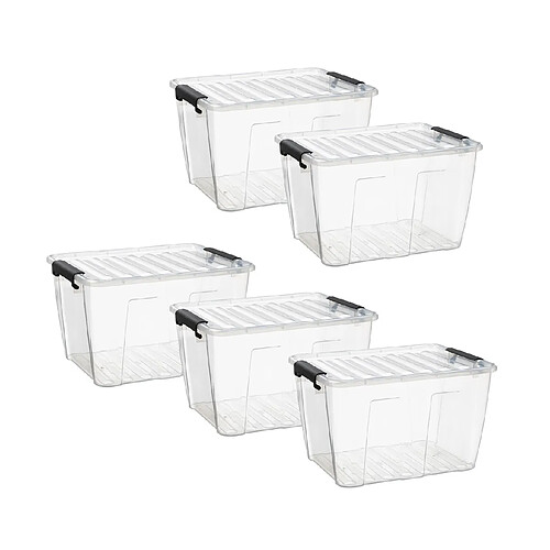 Casame Boite de rangement en plastique transparent 15 L - Lot de 5