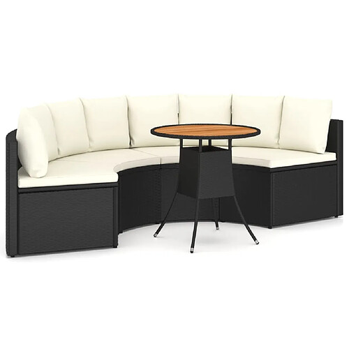 Maison Chic Salon de jardin 5 pcs + coussins - Mobilier/Meubles de jardin - Table et chaises d'extérieur Résine tressée Noir -MN85760