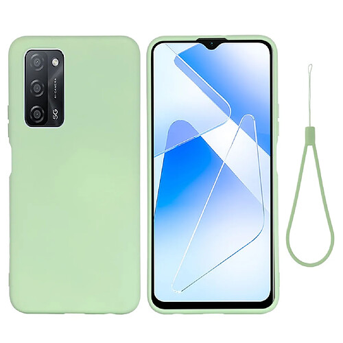 Coque en silicone Liquide de couleur unie avec sangle souple vert pour votre Oppo A55 5G/A54 4G