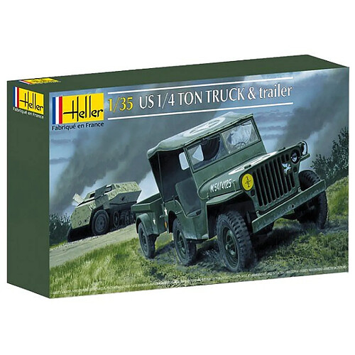 Heller Maquette Jeep Willys Overland et remorque : 1/35