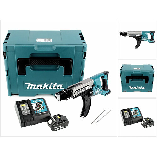 Makita DFR 750 RT1J Visseuse automatique sans fil à Magasin 18V 45-75mm + 1x Batterie 5,0Ah + Chargeur + Coffret Makpac