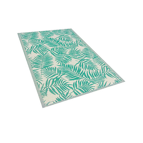 Beliani Tapis extérieur vert émeraude au motif feuilles de palmier 120 x 180 cm KOTA