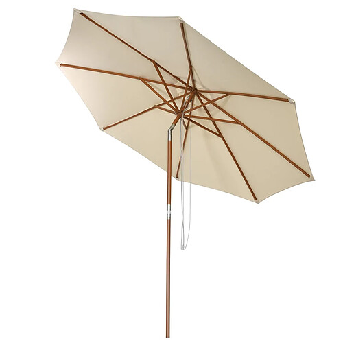 Helloshop26 Parasol inclinable diamètre 3 m toile polyester imperméable avec cordon de serrage 8 baleines ventilation pour jardin cour café beige 20_0009029