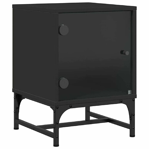 Maison Chic Table de chevet | Table de nuit avec porte en verre noir 35x37x50 cm -GKD85585