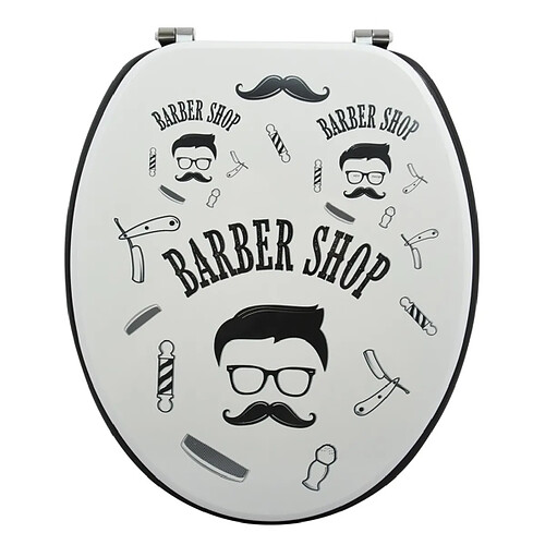 MSV Abattant WC MDF Barber Gris & Noir- Charnières Inox