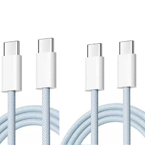 Cables X2 Type-C / Type-C Charge Rapide 3A Nylon Renforce Bleu 1M Pour Smartphone Xiaomi / Oppo / Vivo / Realme / Pixel Little Boutik®