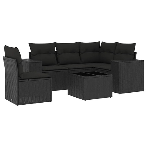 Maison Chic Salon de jardin 6 pcs avec coussins | Ensemble de Table et chaises | Mobilier d'Extérieur noir résine tressée -GKD86395