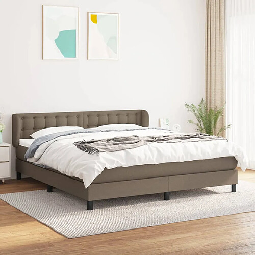 vidaXL Sommier à lattes de lit avec matelas Taupe 180x200 cm Tissu