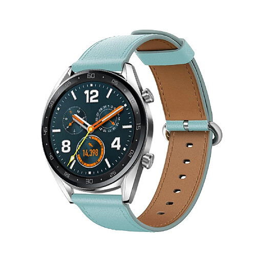 Bracelet en cuir véritable Haut souple bleu pour votre Huawei Watch GT/Watch 2/Watch Magic