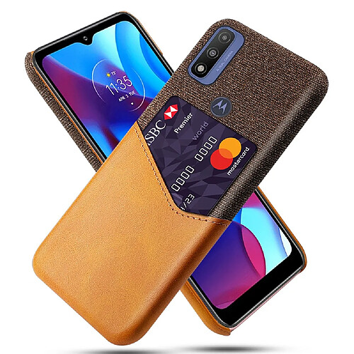 Coque en TPU + PU anti-rayures avec porte-carte orange pour votre Motorola G Pure