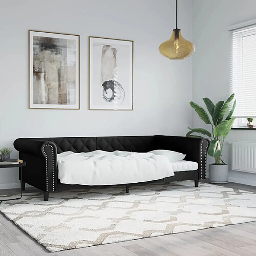 vidaXL Lit de jour sans matelas noir 100x200 cm similicuir