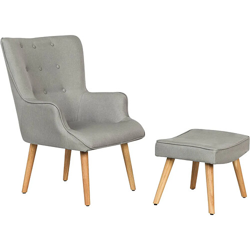 Habitat Et Jardin Fauteuil style scandinave en tissu Odense - 1 place - Gris clair