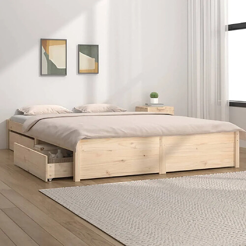 vidaXL Cadre de lit sans matelas avec tiroirs