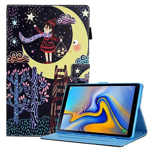 Etui en PU Titulaire de la carte d'impression de motifs antichoc Fille debout sur la lune pour votre Samsung Galaxy Tab A7 Lite 8.7 (2021) T220/T225