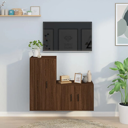 vidaXL Ensemble de meubles TV 2 pcs Chêne marron Bois d'ingénierie