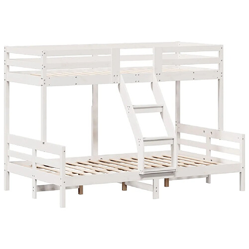 Vidaxl Lit superposé 90x200/120x200 cm blanc bois de pin massif