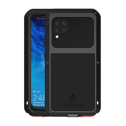 Coque en silicone + métal défendre contre la poussière anti-éclaboussures anti-éclaboussures noir pour votre Huawei P40 lite/Nova 6 SE/Nova 7i