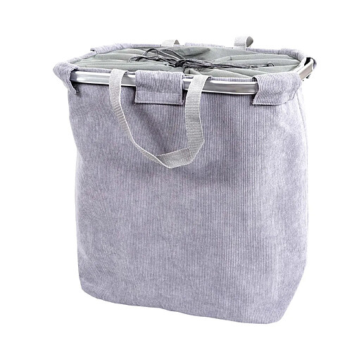 Decoshop26 Panier à linge corbeille avec cordon de serrage 2 compartiments 54x52x32cm 89L gris 04_0001295