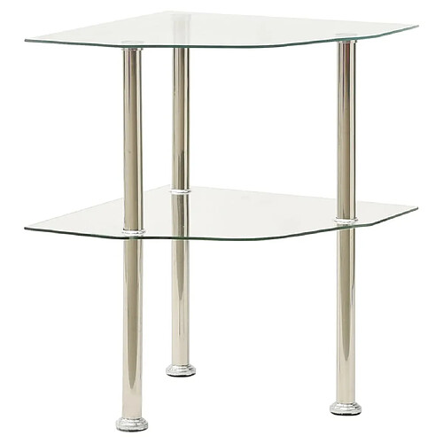 Maison Chic Table d'appoint | Table Basse 2 niveaux Transparent 38x38x50 cm Verre trempé -GKD71092