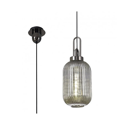 Luminaire Center Suspension design 1 ampoule Chrome noir,fumé